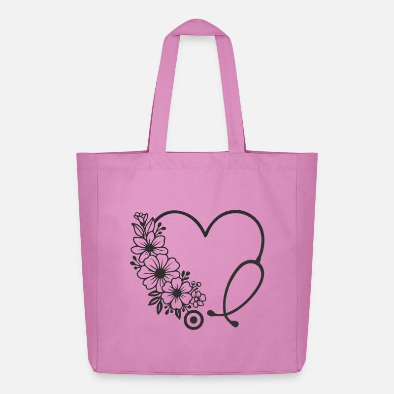 Blumenmuster Herz Kinderwagen Design - Midweight recycelter Stoffbeutel von Stanley/Stella - Pink