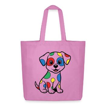 Colorful Dalmatian Dog Illustration - Midweight Recycled Tote Bag by Stanley/Stella - pink - Front