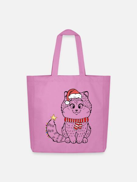 Weihnachten Katze - Midweight recycelter Stoffbeutel von Stanley/Stella - Pink