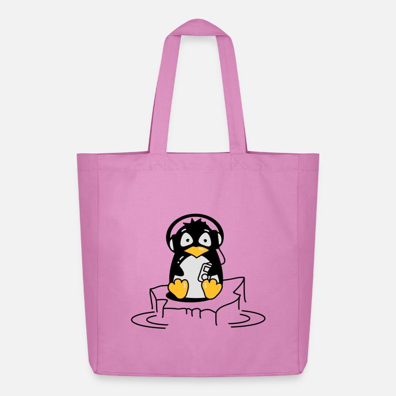 Cooler Pinguin mit Kopfhörern auf Eis - Midweight recycelter Stoffbeutel von Stanley/Stella - Pink