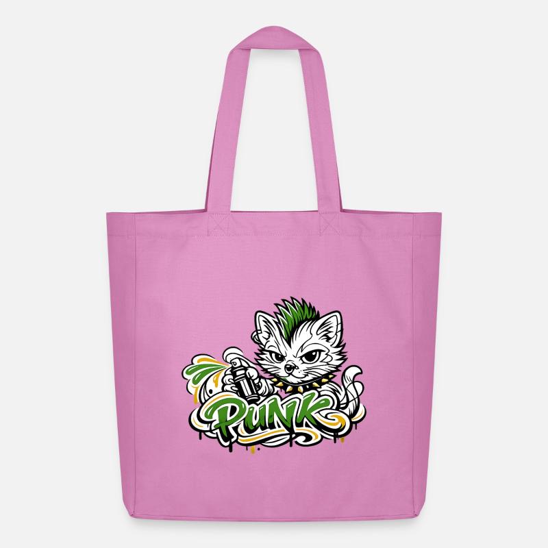 Punkkatz Graffiti Mohawk - Midweight Recycled Tote Bag by Stanley/Stella - pink