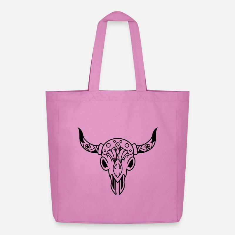 Schädel mit Hörnern - Midweight recycelter Stoffbeutel von Stanley/Stella - Pink