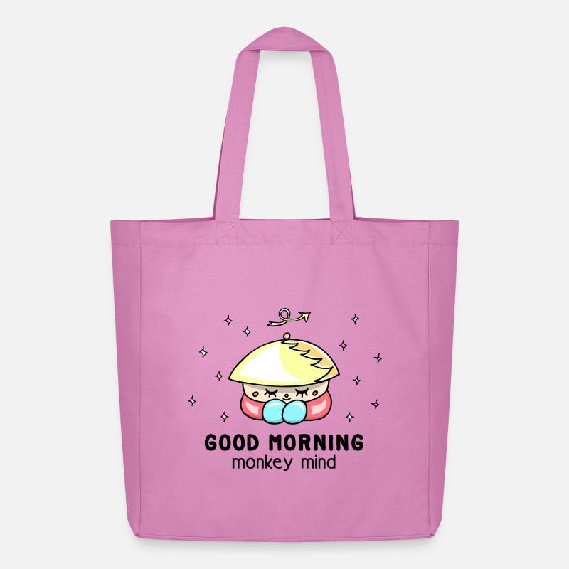 "Monkey mind" Achtsamkeit, cooler, lustiger Spruch - Midweight recycelter Stoffbeutel von Stanley/Stella - Pink