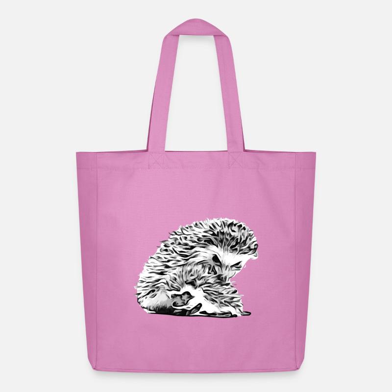 Igel Mama mit Igel Baby - Midweight recycelter Stoffbeutel von Stanley/Stella - Pink