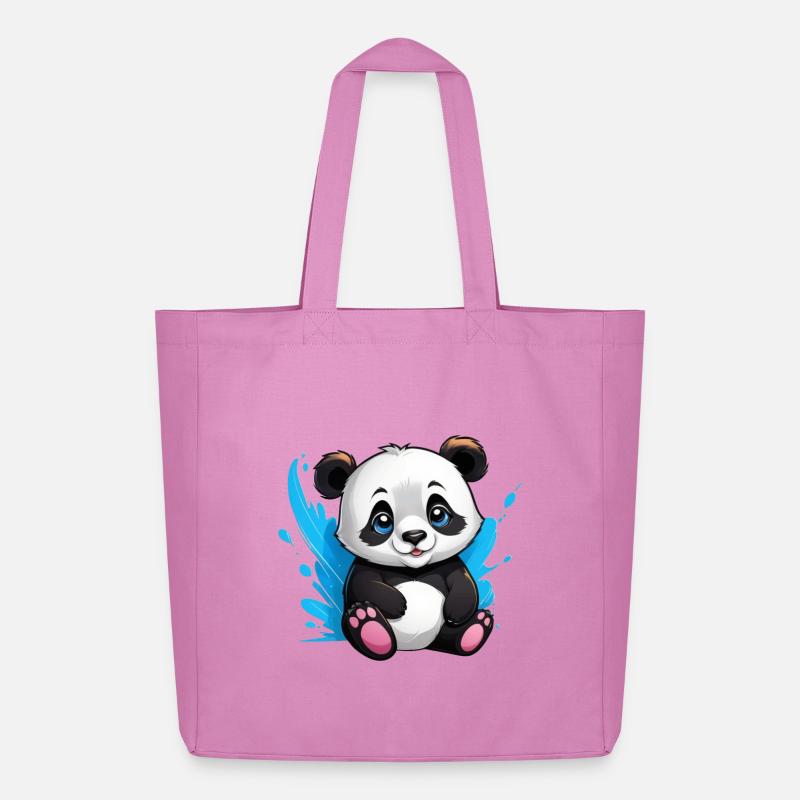 Panda Bär - Midweight recycelter Stoffbeutel von Stanley/Stella - Pink
