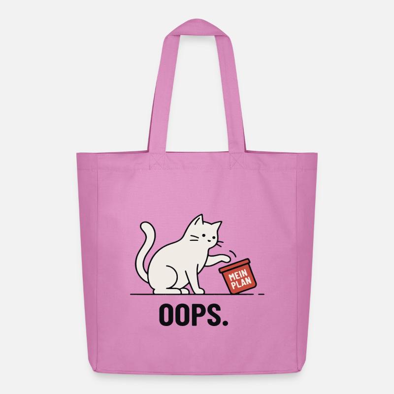 Mein Plan… Oops – Lustige Katze - Midweight recycelter Stoffbeutel von Stanley/Stella - Pink