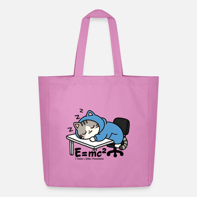 E = mc² - Sleeper Cat in Blue Pyjamas - Midweight Recycled Tote Bag by Stanley/Stella - pink