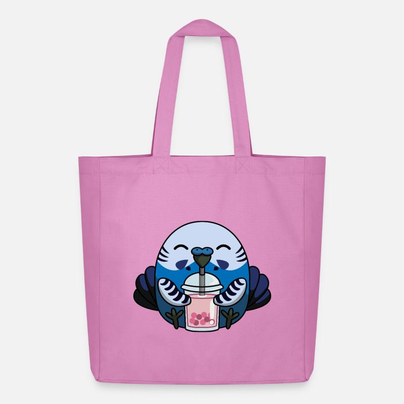 Blauer Wellensittich Vogel mit Bubble Tea - Midweight recycelter Stoffbeutel von Stanley/Stella - Pink