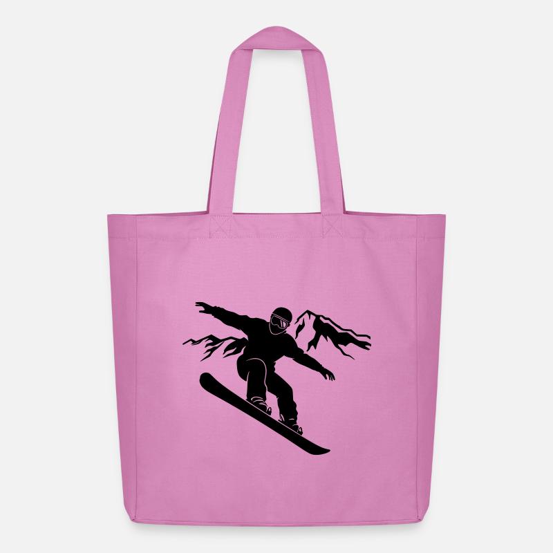 Snowboarder Schattenbild mit Bergpanorama - Midweight recycelter Stoffbeutel von Stanley/Stella - Pink