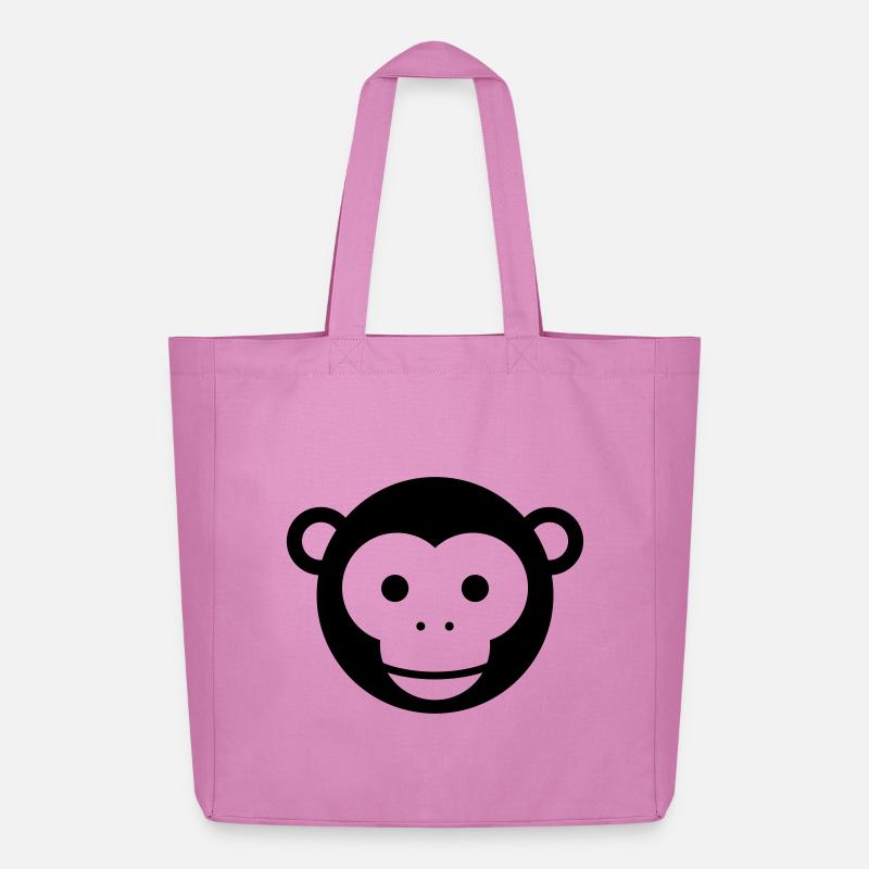 Monkey Head – Cute Monkey Face Cartoon - Midweight Recycled Tote Bag by Stanley/Stella - pink
