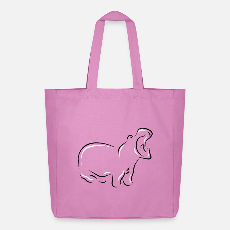Nilpferd - Nilpferd mit offenem Schnabel in der Wildnis - Midweight recycelter Stoffbeutel von Stanley/Stella - Pink