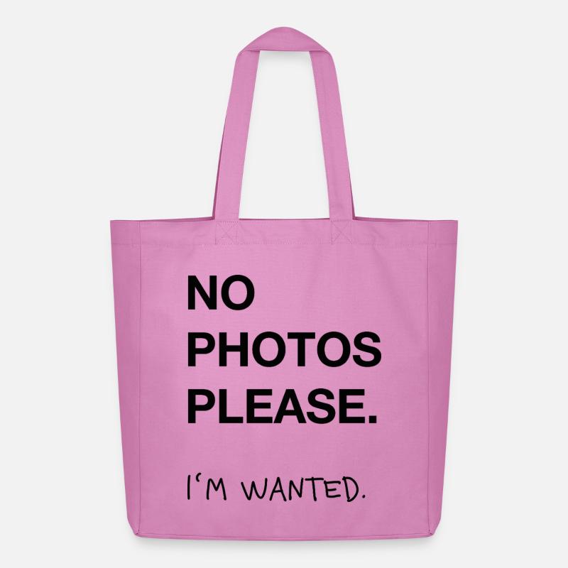 No Photos Please – Minimal Statement Trend Typo  - Midweight recycelter Stoffbeutel von Stanley/Stella - Pink