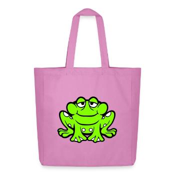 Frog toad smiles funny sitting comic happy - Midweight Recycled Tote Bag by Stanley/Stella - pink - Front