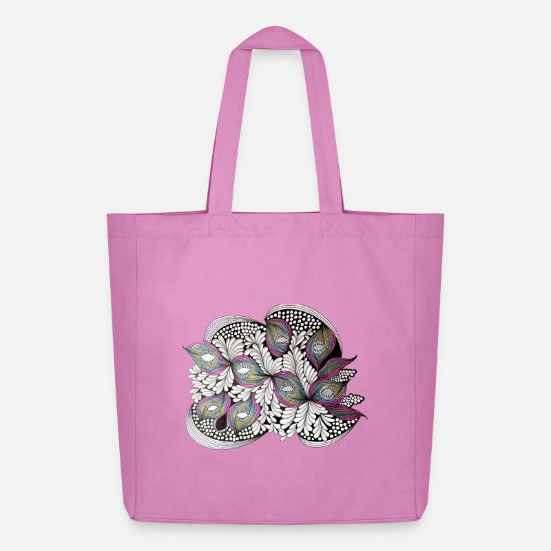 Pfauenfeder Doodle Muster - Midweight recycelter Stoffbeutel von Stanley/Stella - Pink