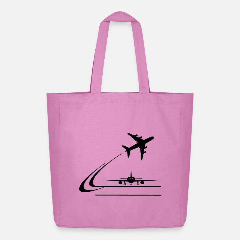 Vorderansicht Flugzeug und wegfliegendes Flugzeug - Midweight recycelter Stoffbeutel von Stanley/Stella - Pink