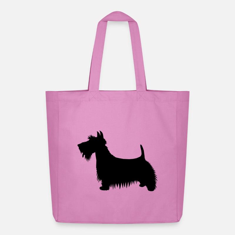 Eine Silhouettenillustration eines Scots Terrier - Midweight recycelter Stoffbeutel von Stanley/Stella - Pink