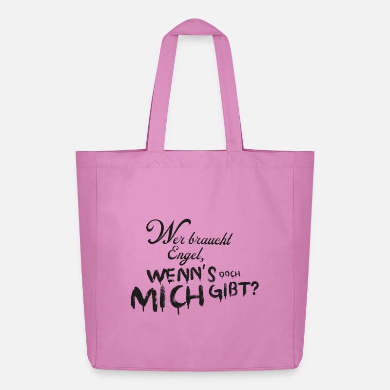Who needs angels when I exist - Midweight Recycled Tote Bag by Stanley/Stella - pink