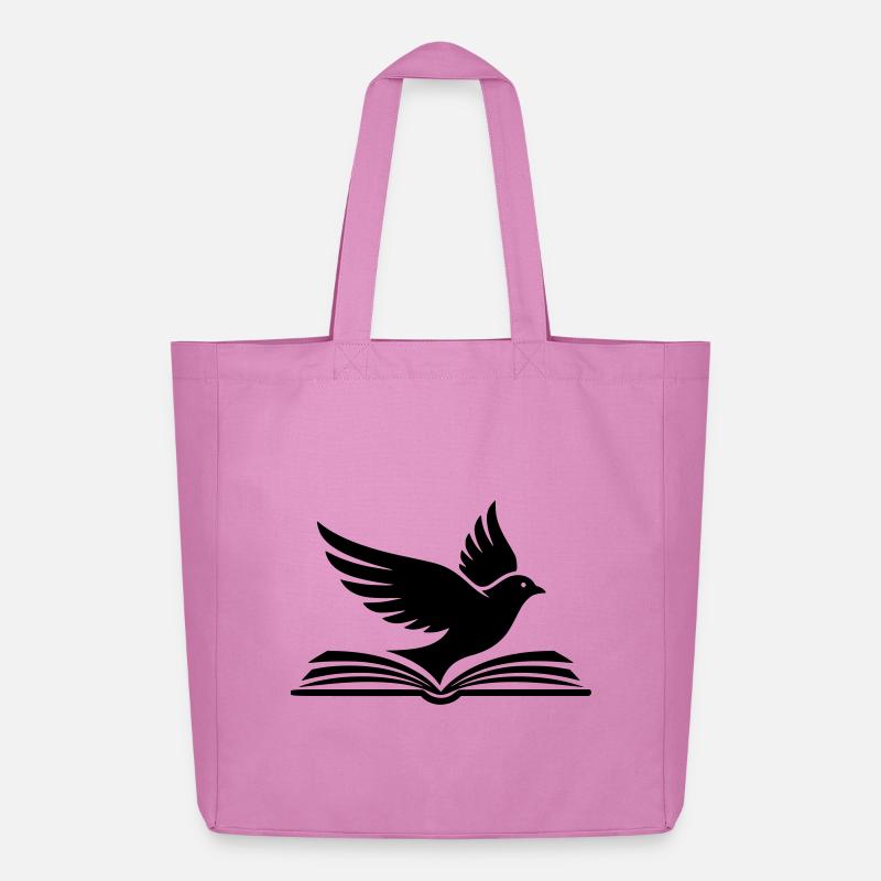  Buch Vogel Silhouette Schwarz - Midweight recycelter Stoffbeutel von Stanley/Stella - Pink