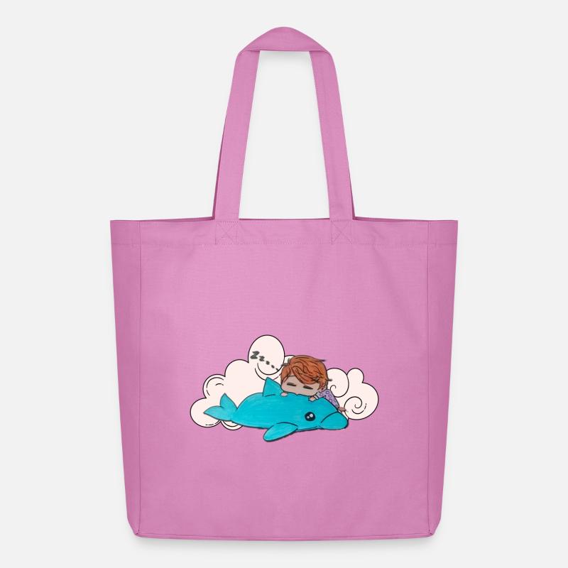 Schlafendes Kind auf blauem Delfin  - Midweight recycelter Stoffbeutel von Stanley/Stella - Pink