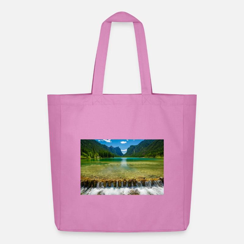 Toblacher See in den Dolomiten - Midweight recycelter Stoffbeutel von Stanley/Stella - Pink