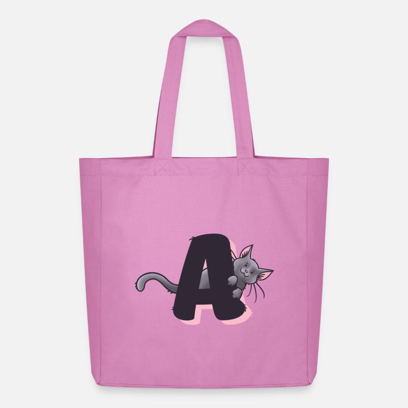 Katze Buchstabe A - Midweight recycelter Stoffbeutel von Stanley/Stella - Pink