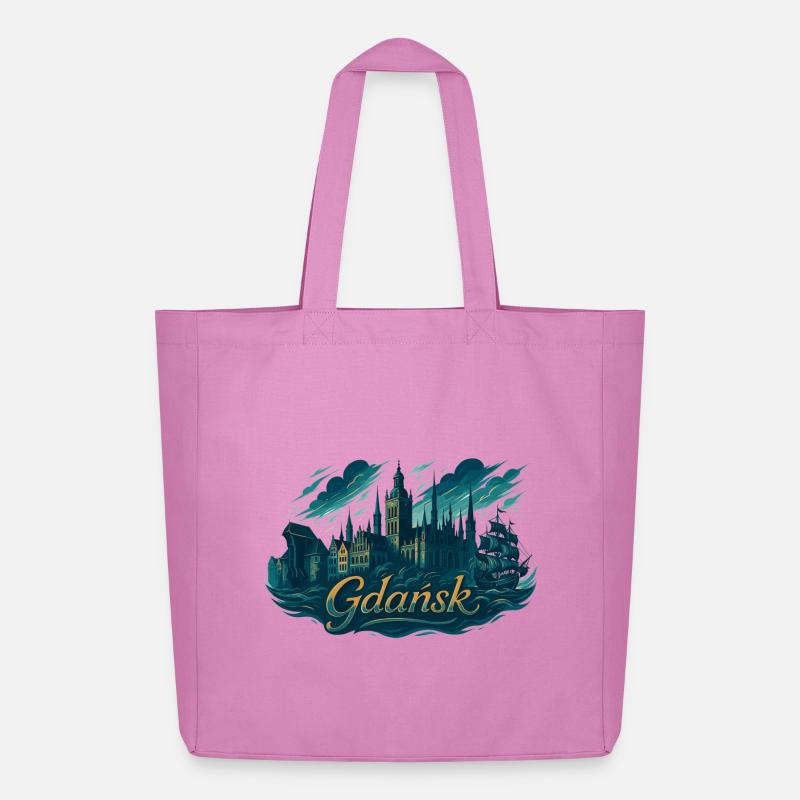 Danzig Gdańsk maritim Silhouette Polen Geschenk - Midweight recycelter Stoffbeutel von Stanley/Stella - Pink