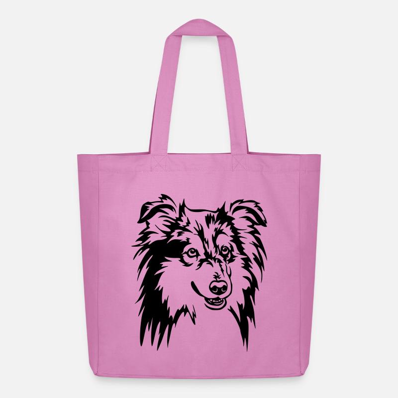 Sheltie Kopf - Midweight recycelter Stoffbeutel von Stanley/Stella - Pink