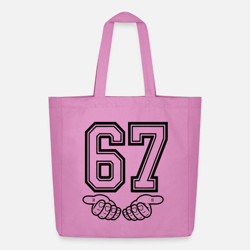 SIX SEVEN – 67 Nummer Meme im Retro Look - Midweight recycelter Stoffbeutel von Stanley/Stella - Pink