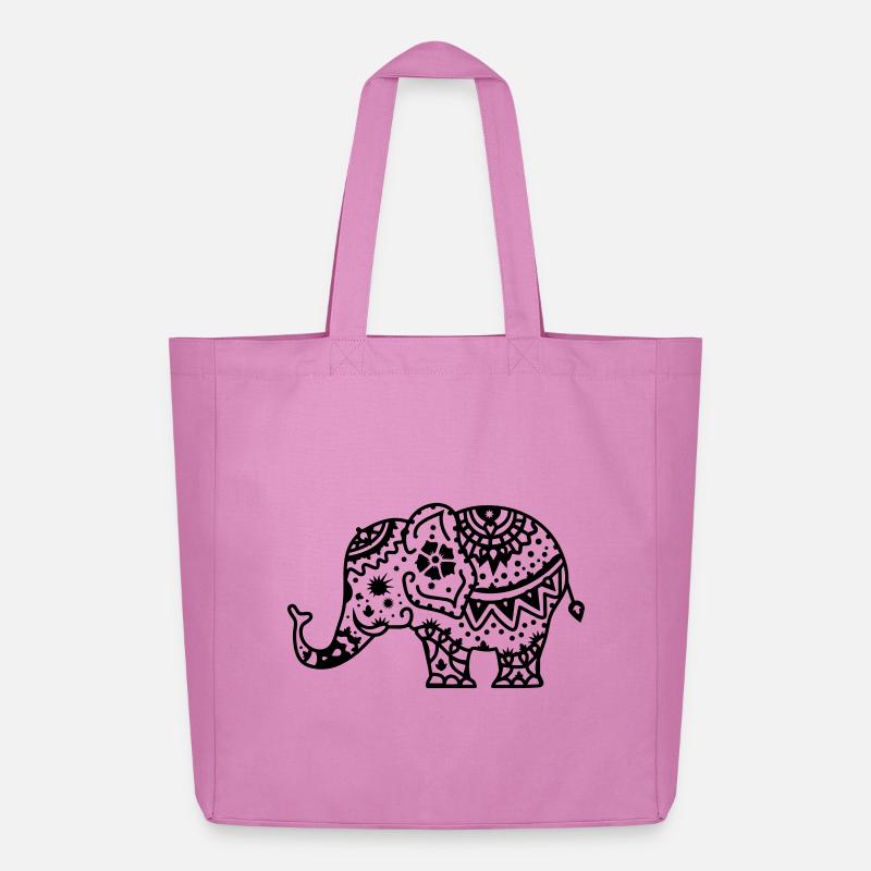 Verzierter indischer Elefant - Midweight recycelter Stoffbeutel von Stanley/Stella - Pink