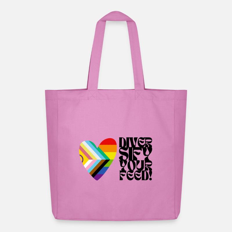 🌈♿ Diversify Your Feed –Progress Pride&Disability - Midweight recycelter Stoffbeutel von Stanley/Stella - Pink