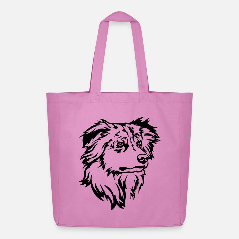 Australian Shepherd Kopf - Midweight recycelter Stoffbeutel von Stanley/Stella - Pink