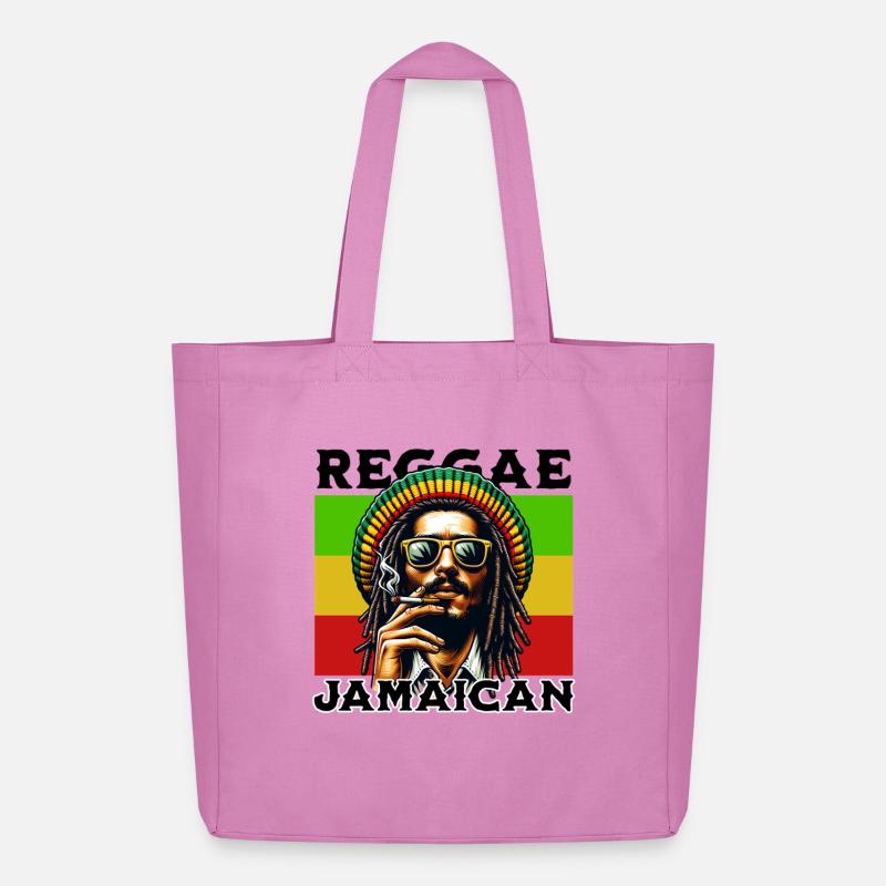 Jamaican Reggae Vibes Rastafari Style Artwork - Midweight recycelter Stoffbeutel von Stanley/Stella - Pink