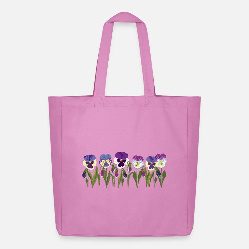 Rangée de fleurs de pensée en violet - Tote bag Stanley/Stella Midweight recyclé - rose