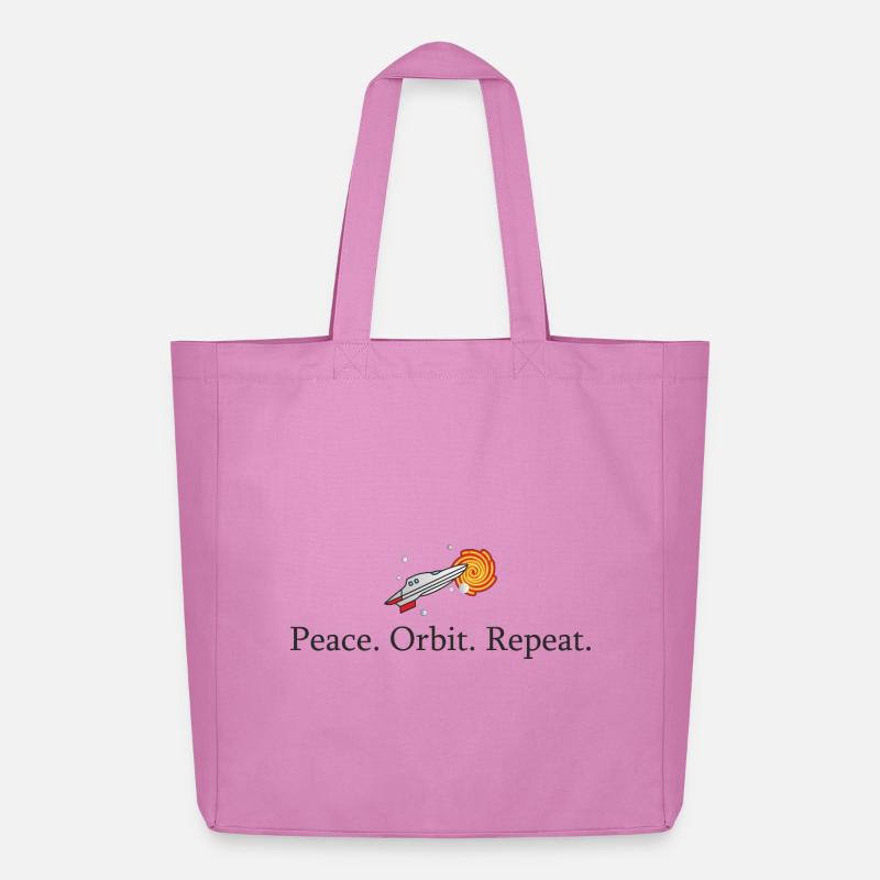 Peace Orbit Repeat Rocket - Midweight Recycled Tote Bag by Stanley/Stella - pink