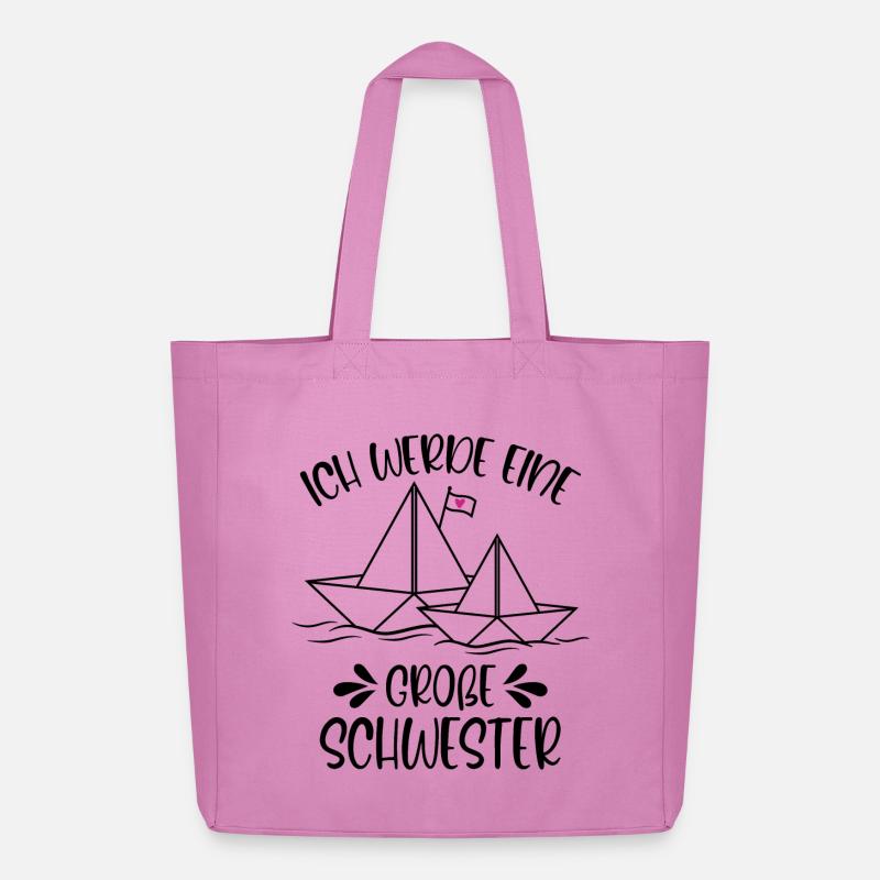 Papierschiff Schiff Ich werde eine große Schwester - Midweight recycelter Stoffbeutel von Stanley/Stella - Pink