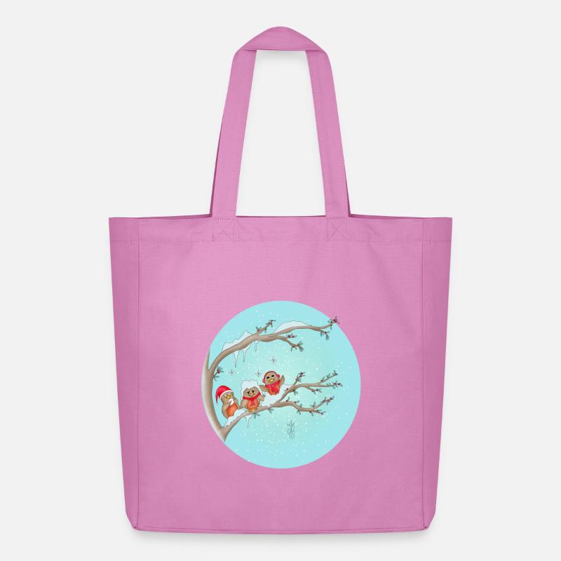 Weihnachtsvögel - Midweight recycelter Stoffbeutel von Stanley/Stella - Pink