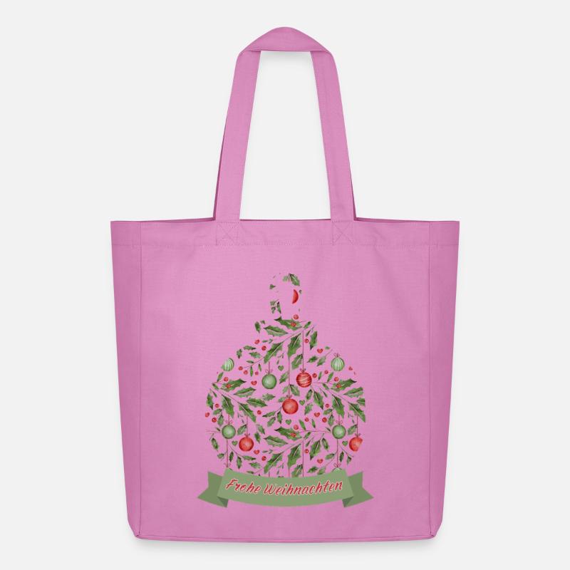 Weihnachtskugel mit Text Frohe Weihnachten - Midweight recycelter Stoffbeutel von Stanley/Stella - Pink