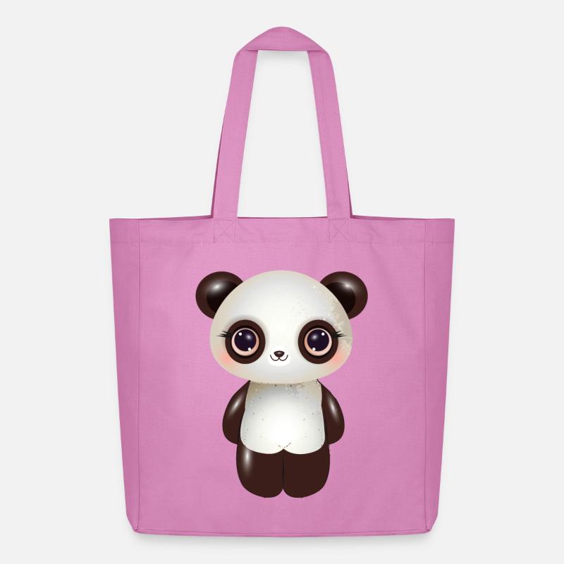 niedlicher Panda mit rosa Wangen im Comic Stil - Midweight recycelter Stoffbeutel von Stanley/Stella - Pink