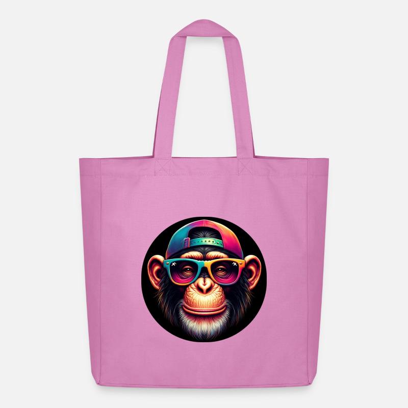 Lustiger Affe mit Cap und Brille - Midweight recycelter Stoffbeutel von Stanley/Stella - Pink
