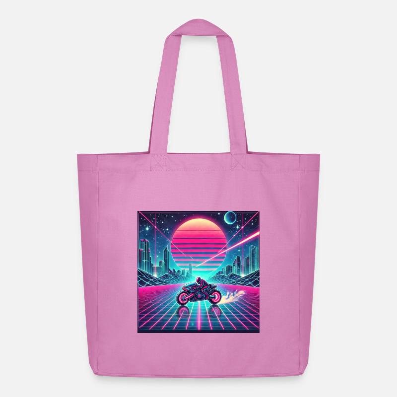 Neon Grid Odyssey – Synthwave trifft Tron Legacy - Midweight recycelter Stoffbeutel von Stanley/Stella - Pink
