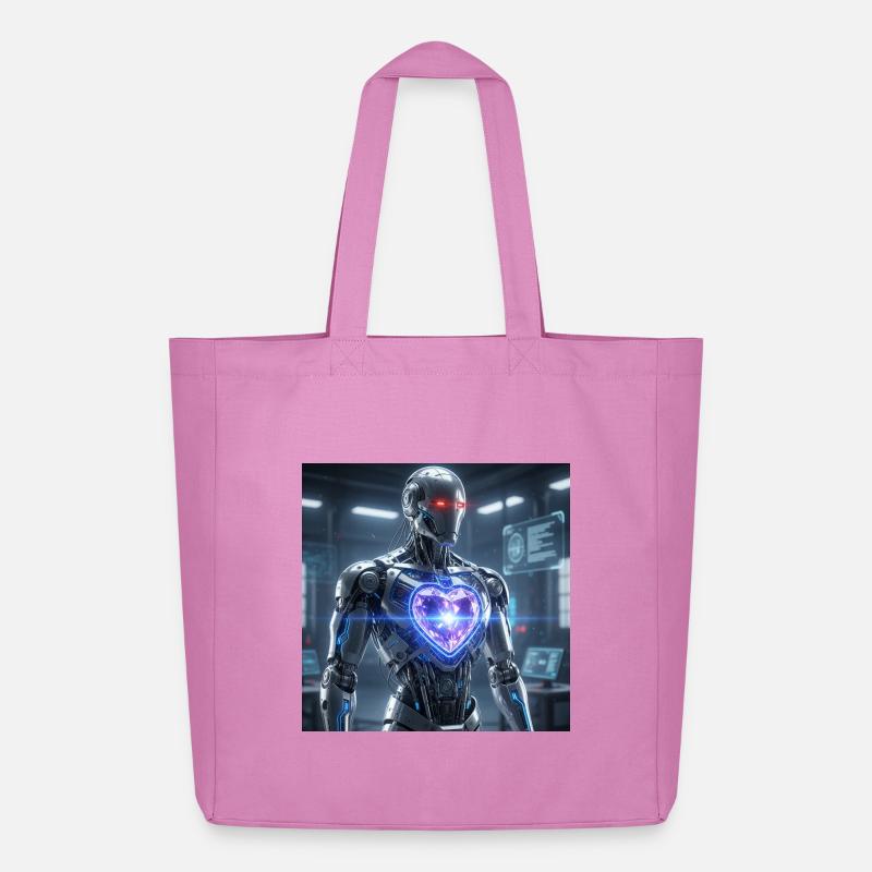 Futuristic robot with light effect - Midweight Recycled Tote Bag by Stanley/Stella - pink
