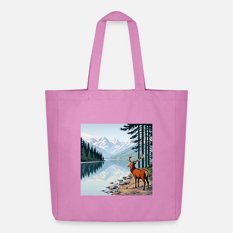 Hirsch am Bergsee - Midweight recycelter Stoffbeutel von Stanley/Stella - Pink