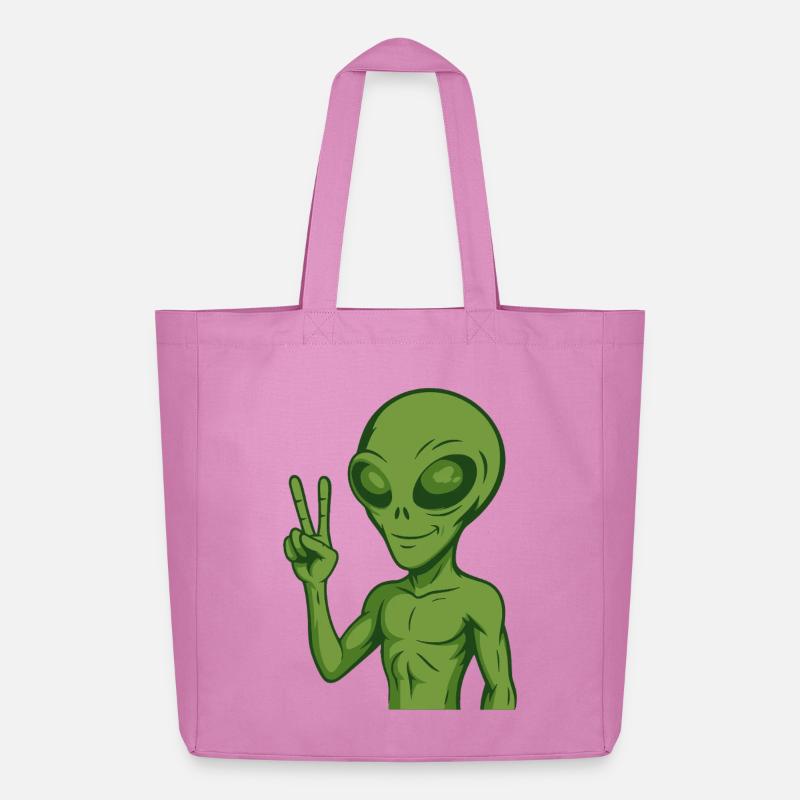Alien Außerirdischer Frieden Peace - Midweight recycelter Stoffbeutel von Stanley/Stella - Pink