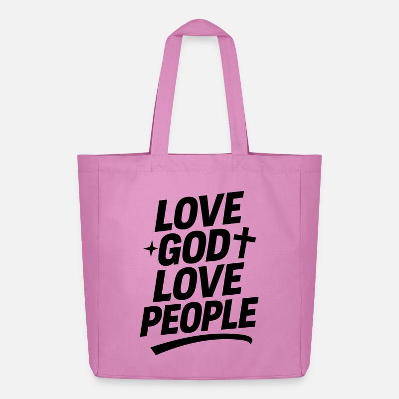 Liebe Gott und liebe Deinen Nächsten - Midweight recycelter Stoffbeutel von Stanley/Stella - Pink