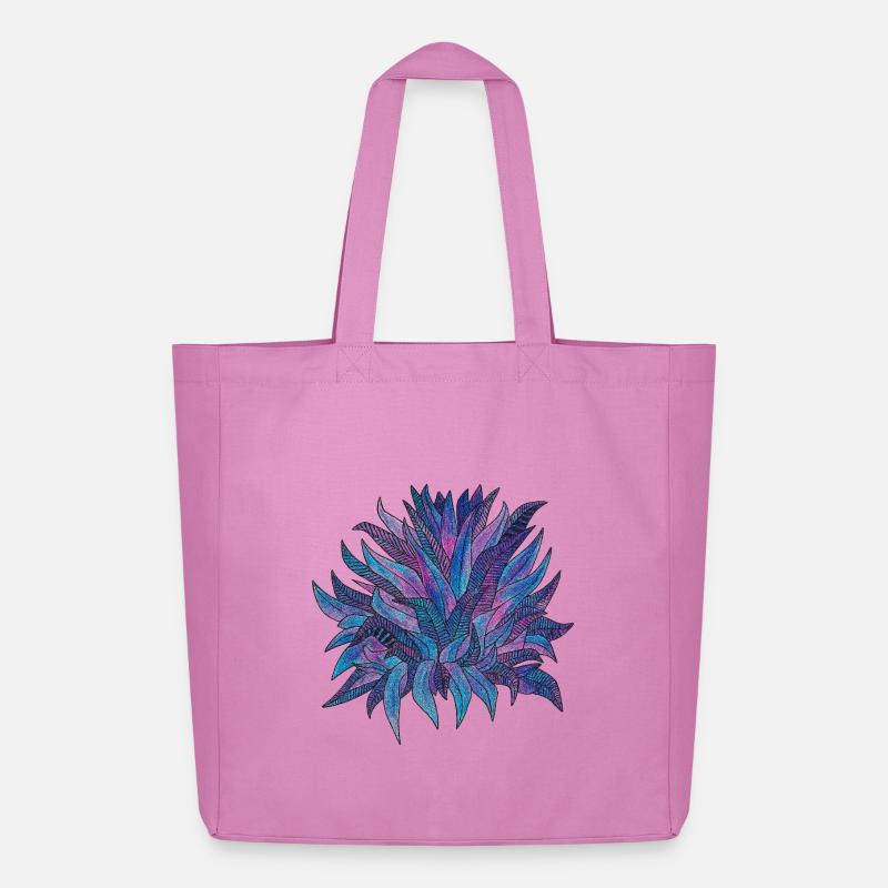 Lila Blaues Blättermuster - Midweight recycelter Stoffbeutel von Stanley/Stella - Pink