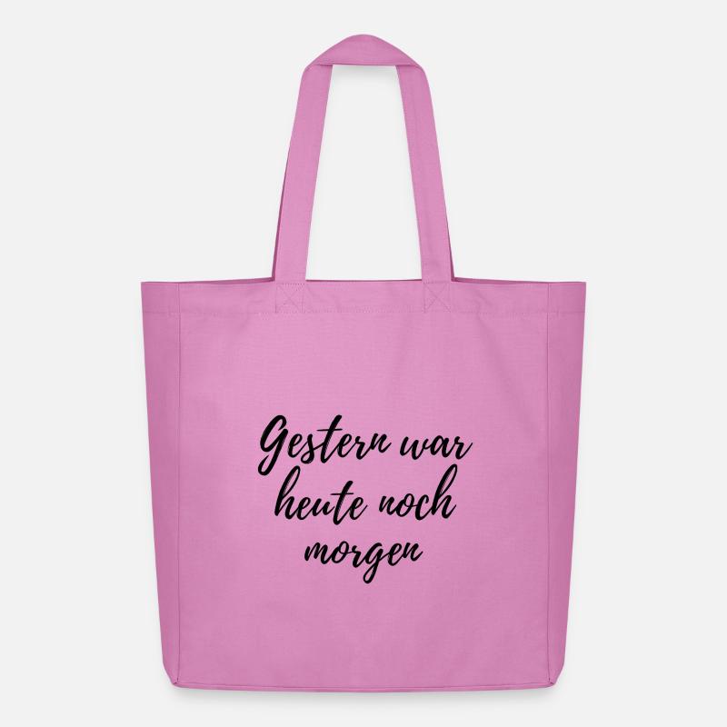 Gestern war heute noch morgen – Kalligraphie Spruc - Midweight recycelter Stoffbeutel von Stanley/Stella - Pink