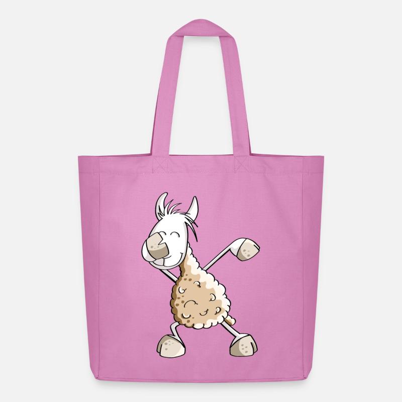 Dab Dance Lama - Dabbing Alpaca - Fun Comic - Midweight Recycled Tote Bag by Stanley/Stella - pink