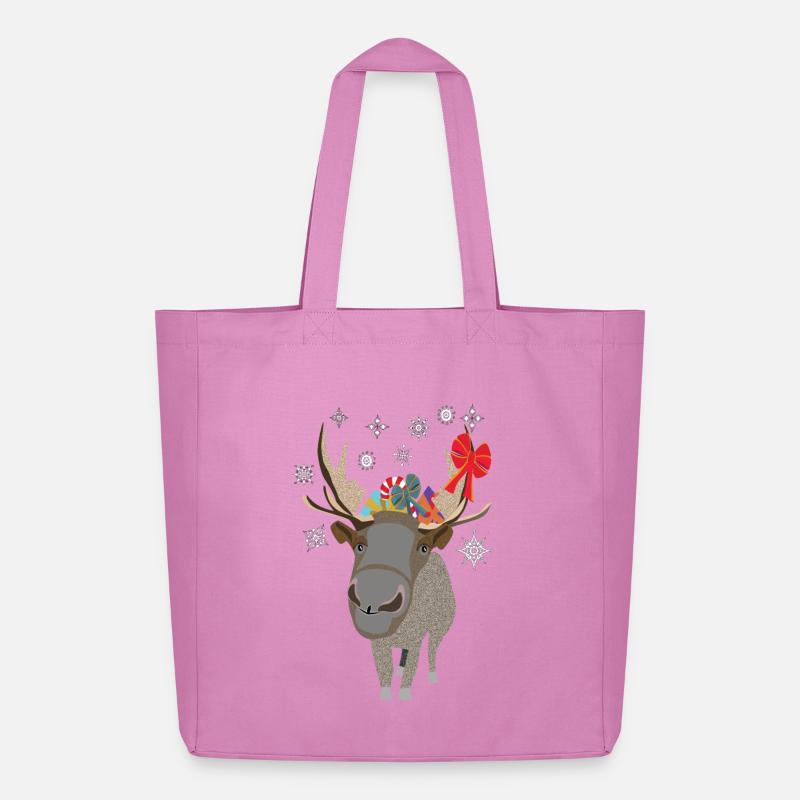 Winterrentier mit Geschenken - Midweight recycelter Stoffbeutel von Stanley/Stella - Pink
