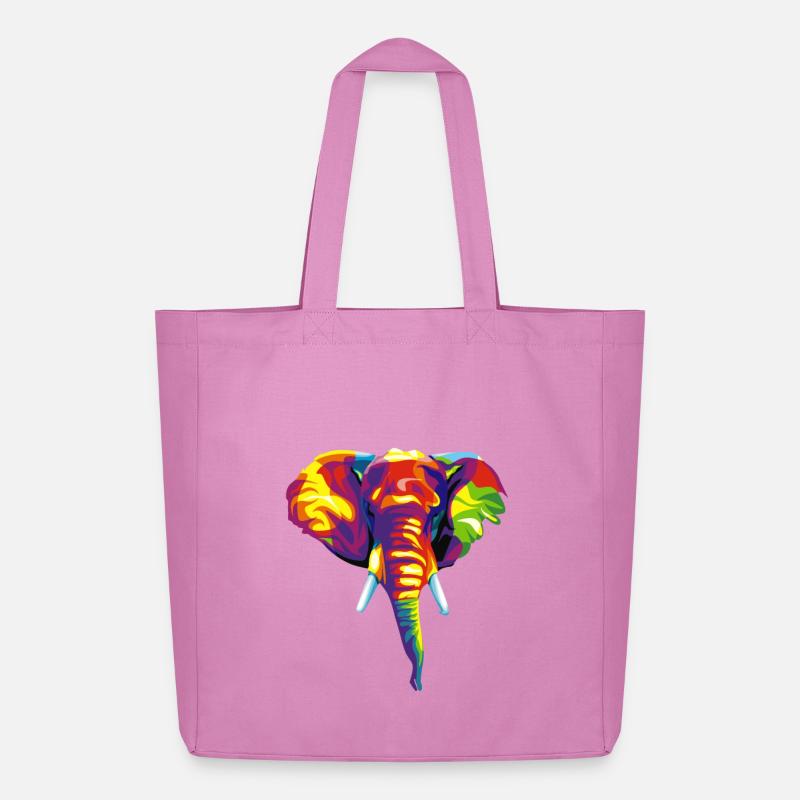 Elefant mit buntem abstraktem Motiv. - Midweight recycelter Stoffbeutel von Stanley/Stella - Pink