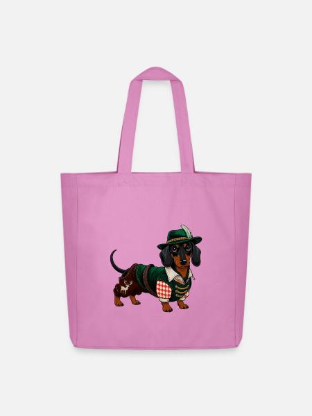 Dackel Bayrische Tracht - Midweight recycelter Stoffbeutel von Stanley/Stella - Pink